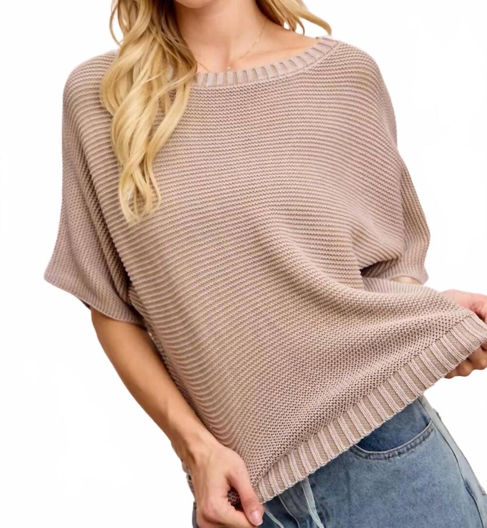 NEW BIBI short dolman sleeves knit top in washed mocha